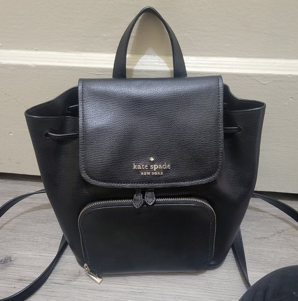 Kate Spade Black Leather Backpack